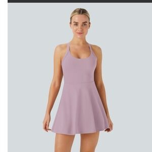 HALARA SoftlyZero Airy Backless Twisted Flare Dress NWT Lavender XSmall